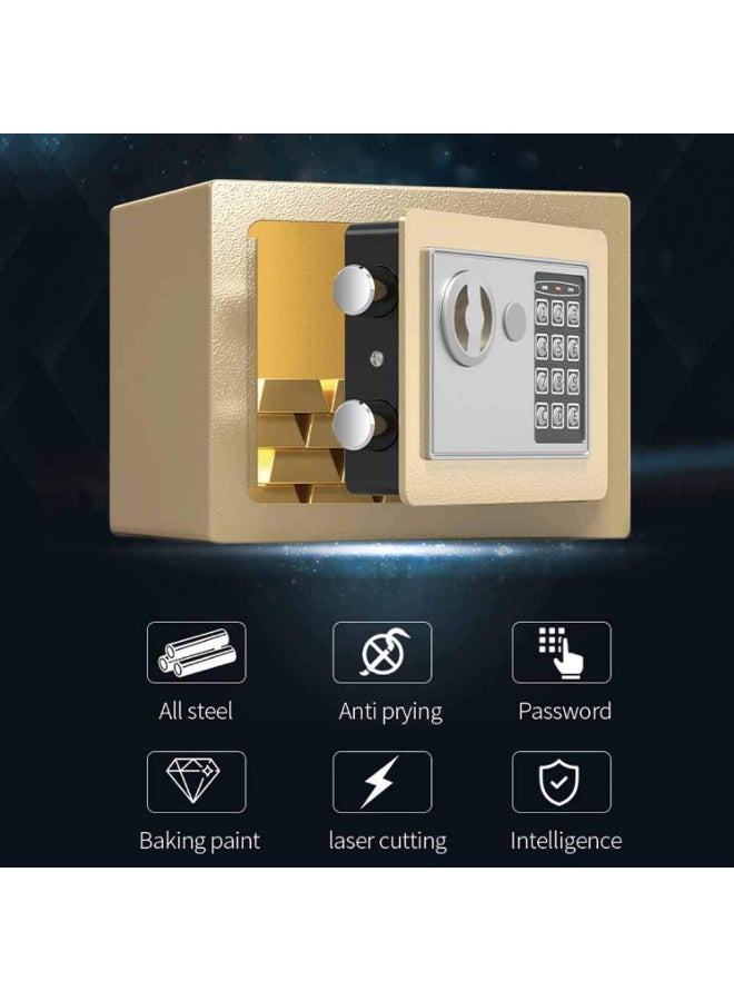 Small Money Safe Box with Keypad & Keys, Money Lock Boxes, Electronic Personal Security Safe Hidden Lock Box, Safety Boxes Steel Alloy for Home Office Hotel Rooms Business Jewelry Cash - Image 2