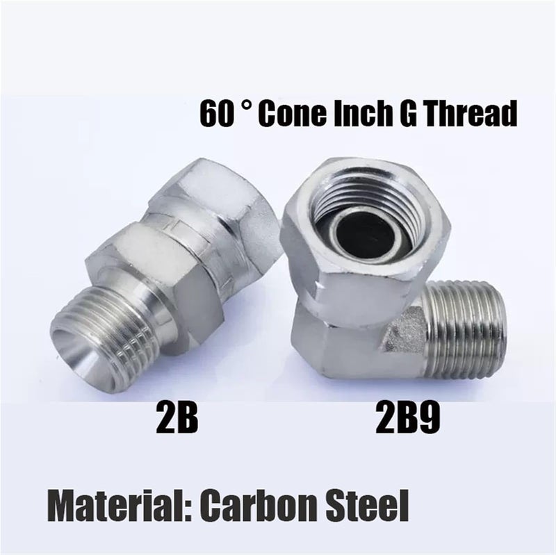 60° Cone Straight Elbow, 1/8" To 1/2" Male Thread Carbon Steel Hydraulic Pipe Fitting(Color1,3/8") - Image 2