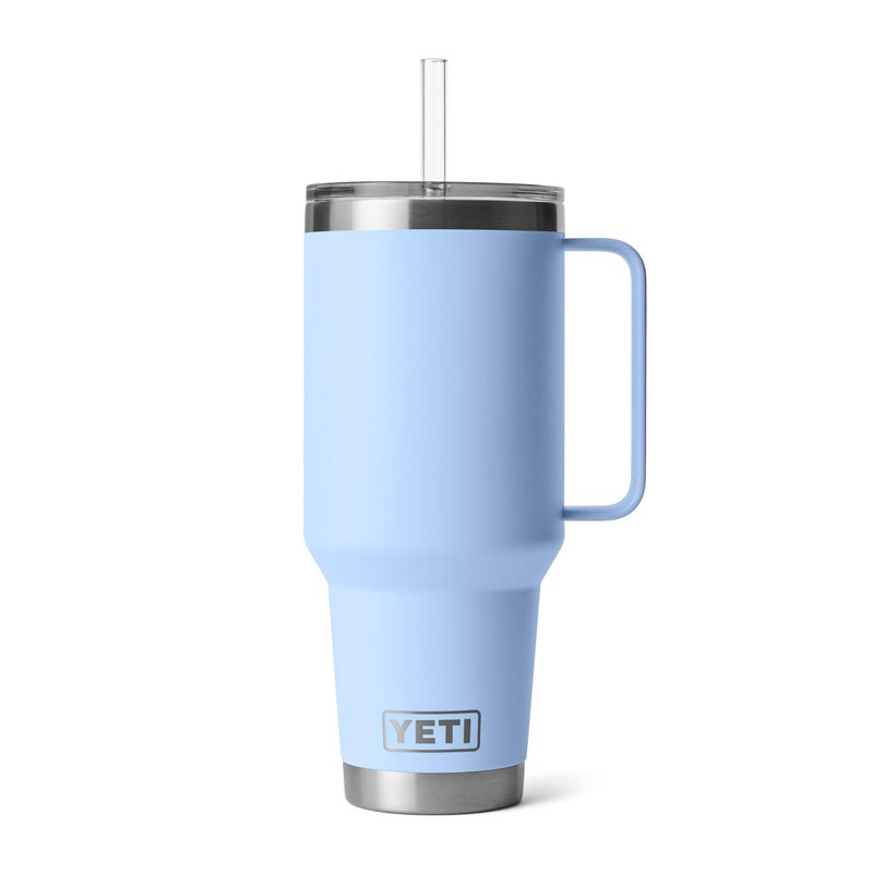 YETI Rambler 42 oz Tumbler with Handle and Straw Lid, Travel Mug Water Tumbler, Vacuum Insulated Cup with Handle, Stainless Steel, Big Sky Blue - Image 1