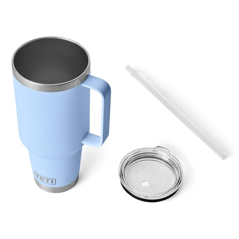 YETI Rambler 42 oz Tumbler with Handle and Straw Lid, Travel Mug Water Tumbler, Vacuum Insulated Cup with Handle, Stainless Steel, Big Sky Blue - Image 5