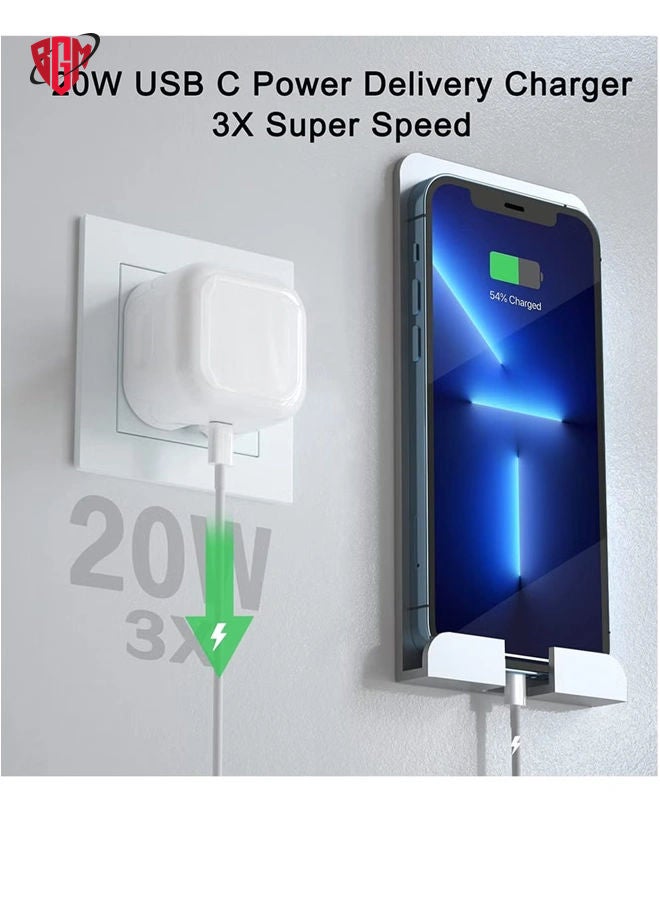 BGM iPhone Charger Cable and Plug, iPhone Fast Charger 20W PD 3.0 USB C Wall Charger Plug with 1M iPhone Fast Charging Cable USB C Fast Charger Compatible with Phone 13 12 11 Pro Max Mini X XR Xs 8, Pad - Image 4