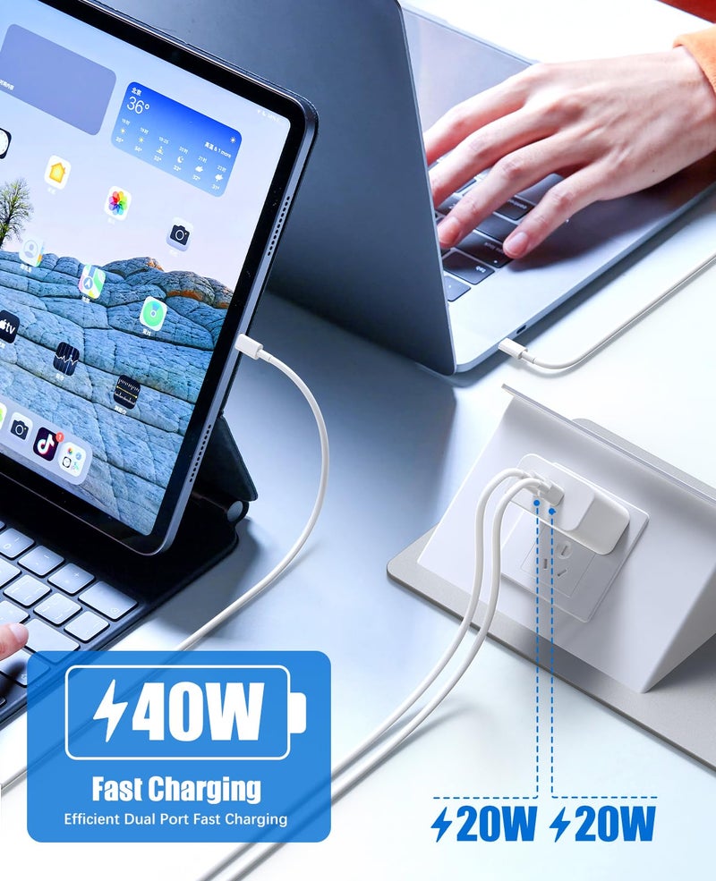 Citelect 40W Fast Charger for iPhone 16 15 Pro Max Charger Fast Charging,2Pack Dual Port USB C Charging Block with 4Pack 6FT USB C to USBC Cord for iPhone 16 15 Plus/16 15 Pro Max/iPad Pro/Samsung S24 - Image 2