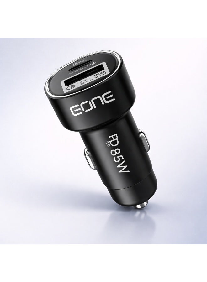 إيون شاحن سيارة EONE بقدرة 85 واط بمنفذين USB-C PD 67W وUSB-A QC 18W، محول شحن سريع للسيارة لهواتف iPhone وSamsung والتابلت واللابتوب، شاحن عالي القدرة – أسود - Image 2