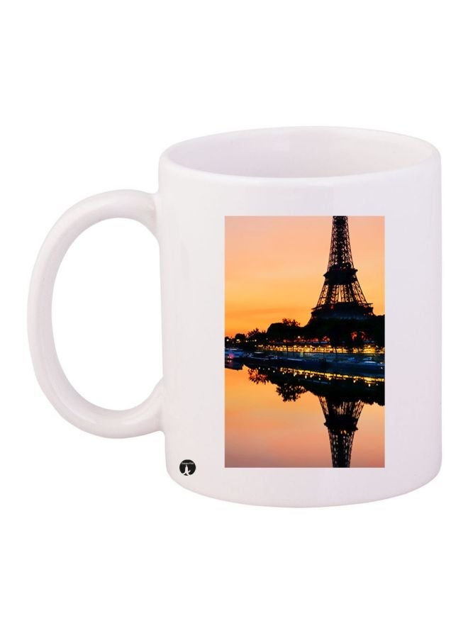 RYN Paris Printed Coffee Mug White/Orange/Black 11ounce