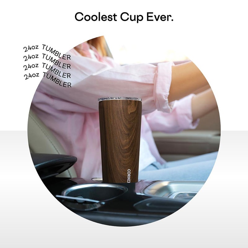 Corkcicle Classic Tumbler - Keeps Drinks Hot for 3 Hours - Triple-Insulated Stainless Steel - Cupholder Friendly - Holiday Mug Gift - Great for Gifting Warmth - 24 oz - Gloss White - Image 3