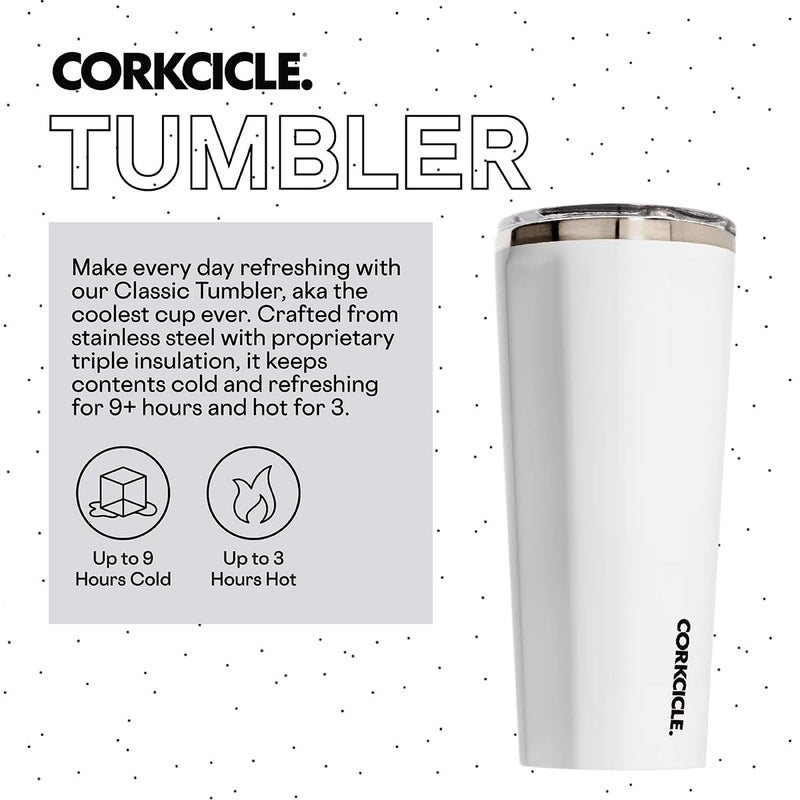 Corkcicle Classic Tumbler - Keeps Drinks Hot for 3 Hours - Triple-Insulated Stainless Steel - Cupholder Friendly - Holiday Mug Gift - Great for Gifting Warmth - 24 oz - Gloss White - Image 2