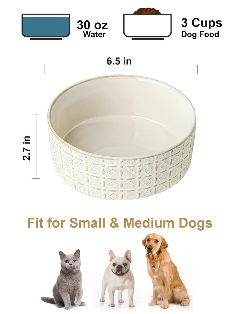 Seyatoo Ceramic Dog Bowls, Dog Food Bowls Water Bowl, 6.5inch Dogs Dishes for Middle and Small Size Dogs, Puppy Plates for Food, White - Image 3