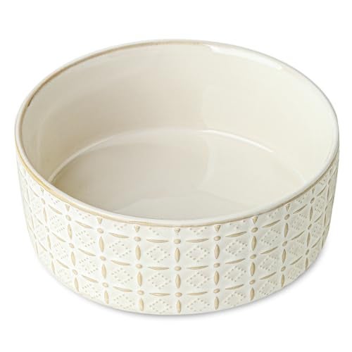 Seyatoo Ceramic Dog Bowls, Dog Food Bowls Water Bowl, 6.5inch Dogs Dishes for Middle and Small Size Dogs, Puppy Plates for Food, White - Image 1
