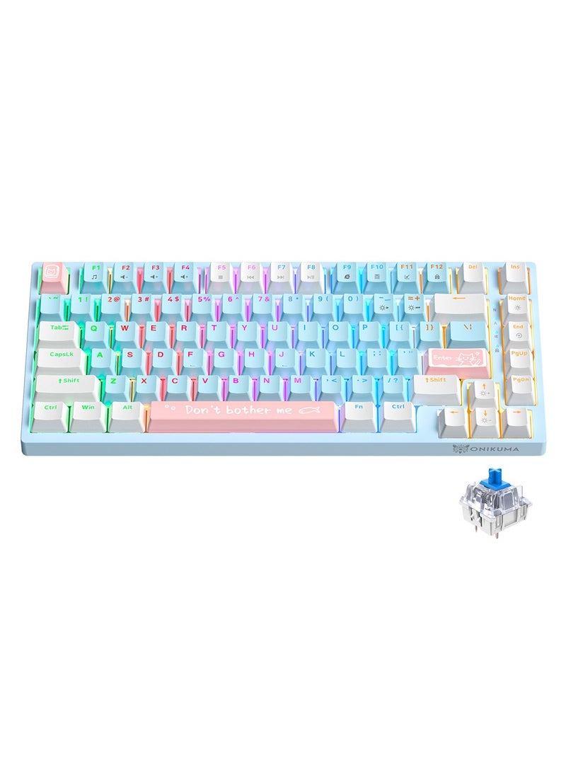 Wired Mechanical Keyboard with Blue Switches,RGB Backlit 82 Keys 75% Compact Computer Keyboard for Gaming,Typing, Programming,Mixed Color Keycaps,Ergonomic