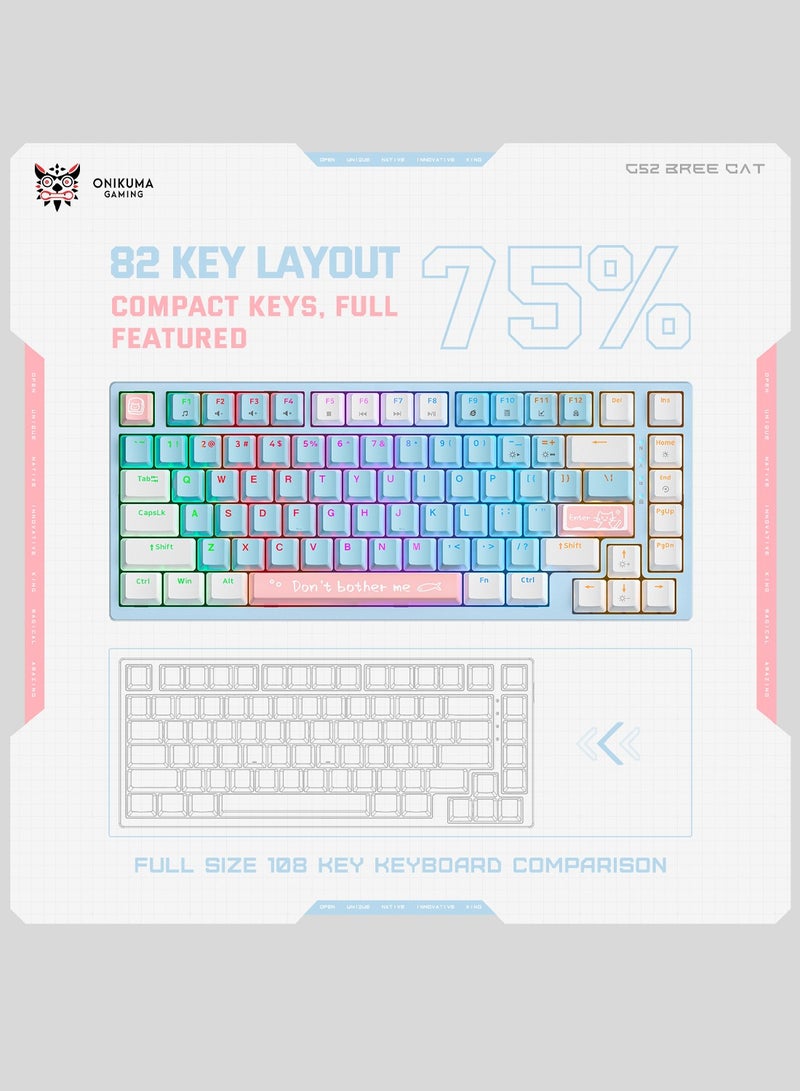 Wired Mechanical Keyboard with Blue Switches,RGB Backlit 82 Keys 75% Compact Computer Keyboard for Gaming,Typing, Programming,Mixed Color Keycaps,Ergonomic