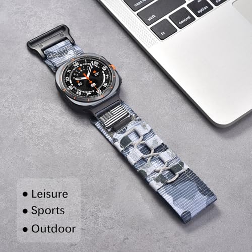 MOFREE Compatible with Samsung Galaxy Watch Ultra 47mm/Ultra 2 (2024/2025) Bands,Rugged Nylon Woven Loop Sport Adjustable Strap Replacement Wristband for Samsung Galaxy Watch Ultra Bands for Men - Image 5