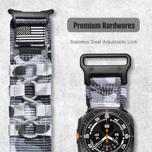 MOFREE Compatible with Samsung Galaxy Watch Ultra 47mm/Ultra 2 (2024/2025) Bands,Rugged Nylon Woven Loop Sport Adjustable Strap Replacement Wristband for Samsung Galaxy Watch Ultra Bands for Men - Image 3