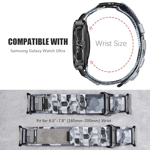 MOFREE Compatible with Samsung Galaxy Watch Ultra 47mm/Ultra 2 (2024/2025) Bands,Rugged Nylon Woven Loop Sport Adjustable Strap Replacement Wristband for Samsung Galaxy Watch Ultra Bands for Men - Image 4