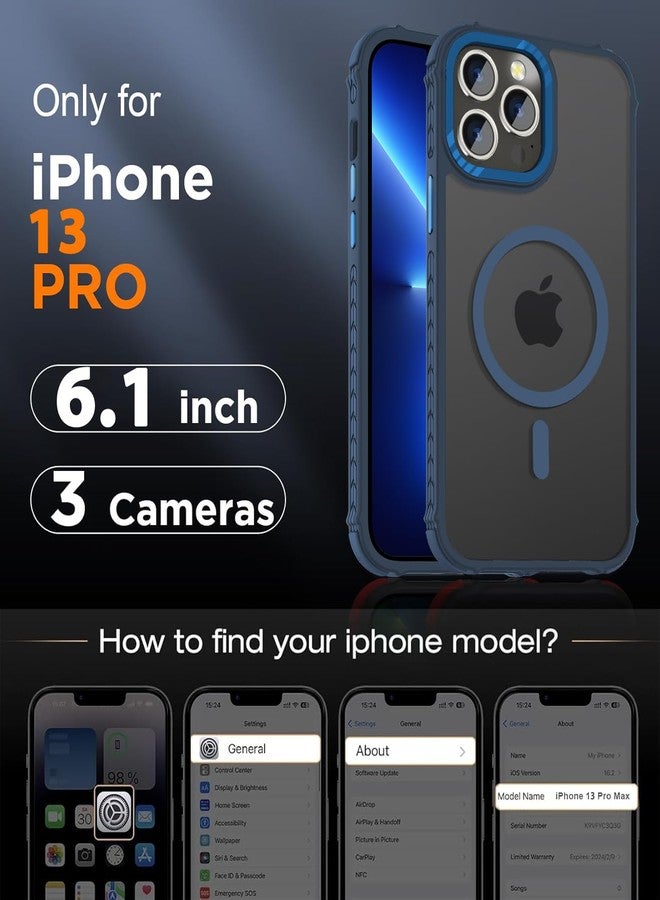 DEERLAMN جراب DEERLAMN المغناطيسي القوي لهاتف iPhone 13 Pro مقاس 6.1 بوصة، [متوافق مع Magsafe] غطاء هاتف شفاف غير لامع رفيع مقاوم للصدمات، مناسب للرجال والنساء - أزرق غابي - Image 2