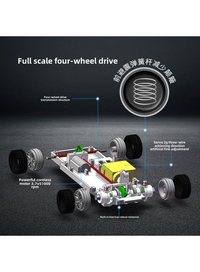 Product Full Scale Light Four-wheel Drive Rc Remote Control Car Indoor Mini Drift Car Children's Toy Boy Gift-Color:4302 Blue And White-Scale:Regular Version  - Image 3