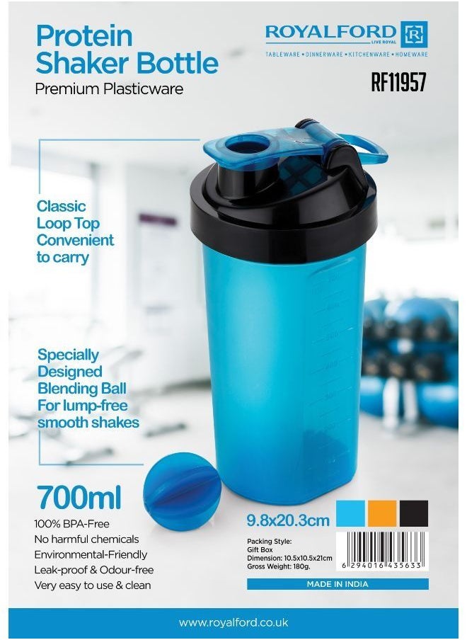 Royalford - Royalford 700ML Protein Shaker Bottle Blue - Image 1