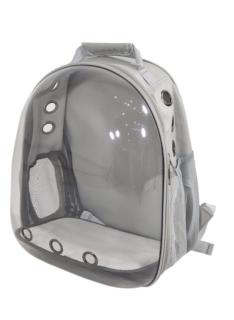 MAJIBAO Pet carrier backpack for Travel, Hiking, and Outdoor activities, Portable pet carrier bag with breathable space, Transparent pet travel backpack for cats and dogs (Grey)  - Image 1