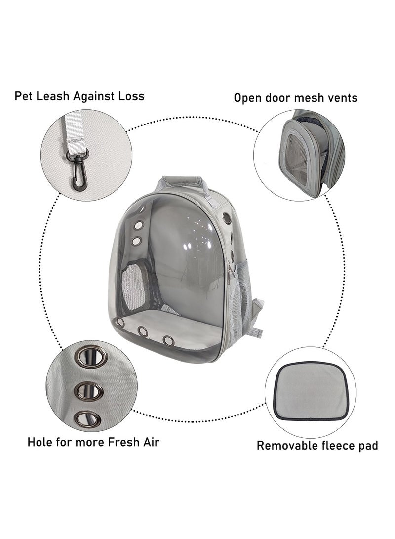 MAJIBAO Pet carrier backpack for Travel, Hiking, and Outdoor activities, Portable pet carrier bag with breathable space, Transparent pet travel backpack for cats and dogs (Grey)  - Image 3