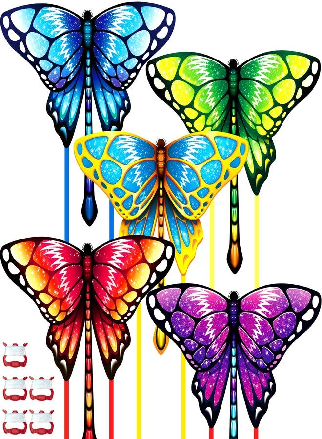 Ynanimery 5 Pack Butterfly Kites for Kids & Adults, Beach Kites for Kids Age 4-8 8-12, Easy to Fly for Beginners, Easy to Assembled Colorful Kite for Beach Outdoor Toy Games & Family Trip - Image 1