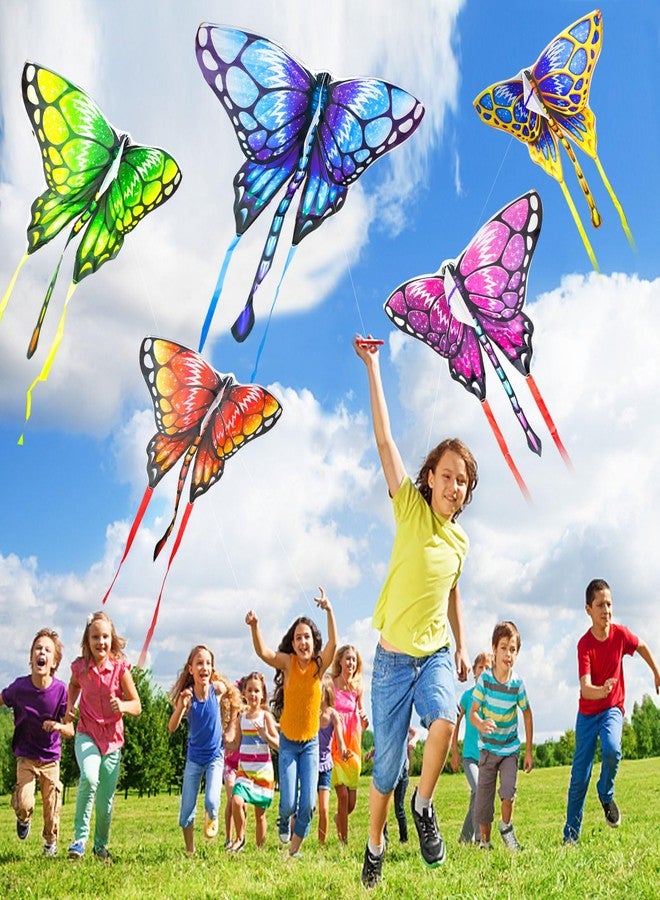 Ynanimery 5 Pack Butterfly Kites for Kids & Adults, Beach Kites for Kids Age 4-8 8-12, Easy to Fly for Beginners, Easy to Assembled Colorful Kite for Beach Outdoor Toy Games & Family Trip - Image 2