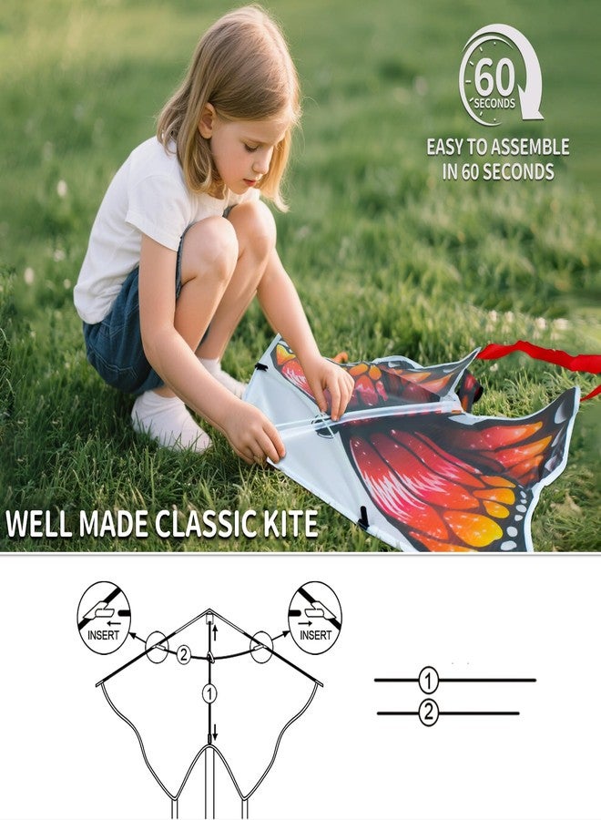Ynanimery 5 Pack Butterfly Kites for Kids & Adults, Beach Kites for Kids Age 4-8 8-12, Easy to Fly for Beginners, Easy to Assembled Colorful Kite for Beach Outdoor Toy Games & Family Trip - Image 3