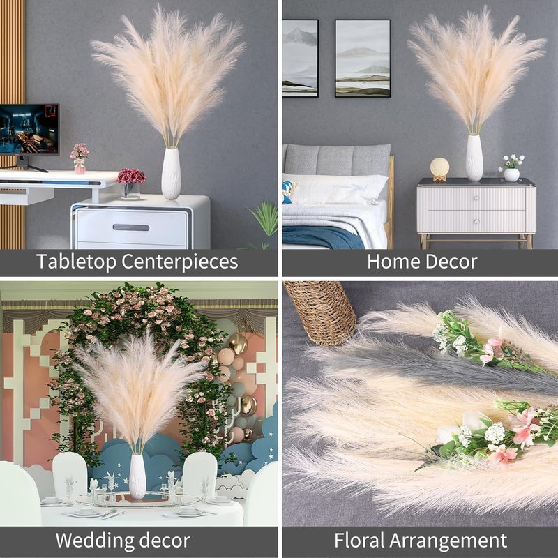 EVODIS Faux Pampas Grass 6 Stems, Artificial Pampas Grass - 43 inch Total Extra Large Pompass Grass Tall Pompous Boho Flower Arrangement and Floor Vase Filler Home Decor for Room Wedding Party (Black) - Image 5