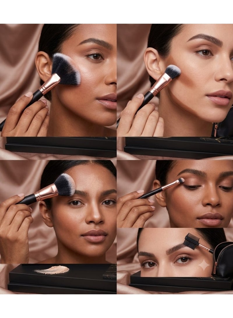 Professional 8-Piece Makeup Brush Set – Soft brushes for applying powder, foundation, concealer, blush, eyeshadow, and brow products – Versatile. - Image 3
