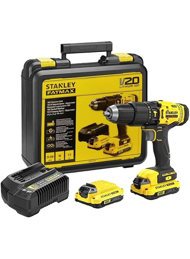 ستانلي مثقاب مطرقة لاسلكي Fatmax 18V 1.5Ah 13 مم Scd711C2K B1 - Image 2