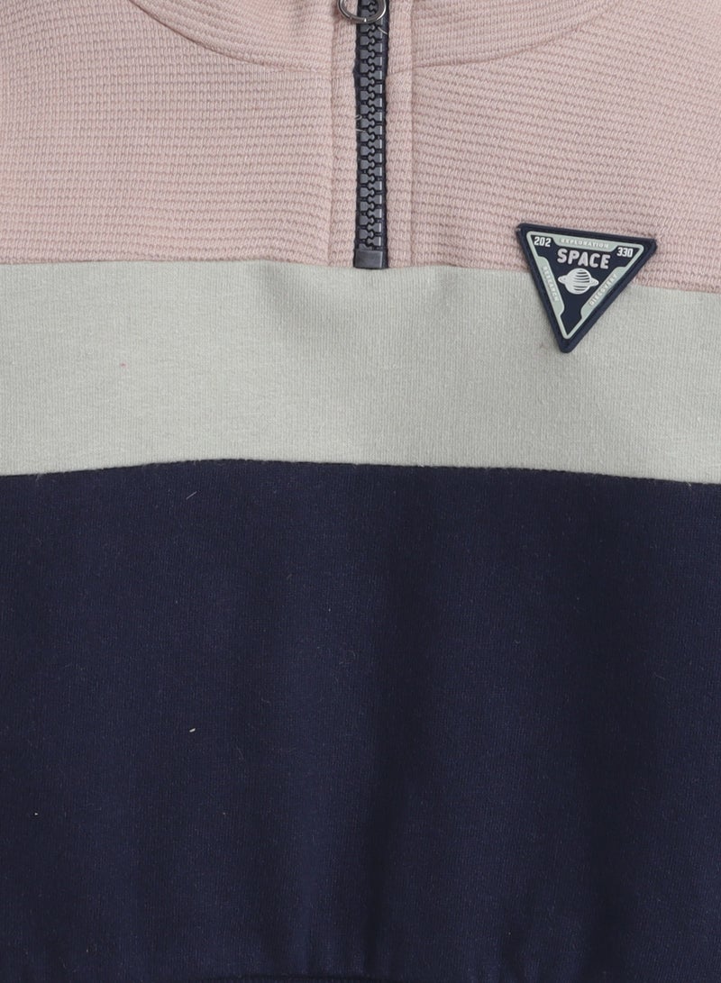 ديركجي طقم رياضي صوف للأولاد بلونين بيج وكحلي قطعتين - Image 5