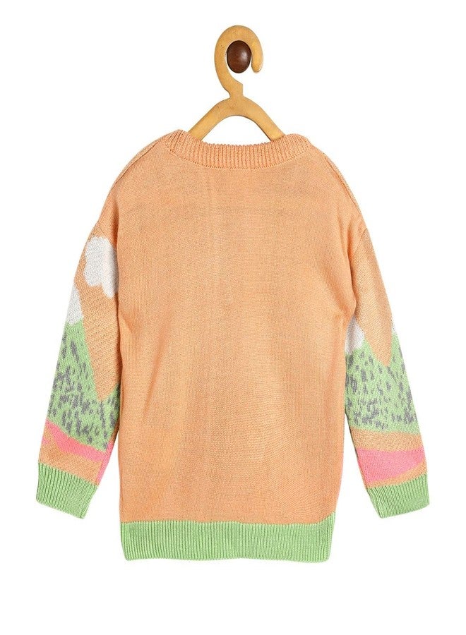 miniklub Baby Round Neck Full Sleeve Knitted Acrylic Orange Color Sweater (9-12M) - Image 2
