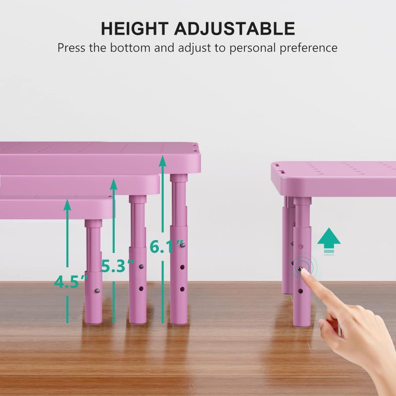 WALI Computer Monitor Stand for Desk, Adjustable Laptop Riser, Desk Monitor Stand Underneath Storage for Office, Home, School Supplies (PTT001-P), 1 Pack, Pink - Image 4