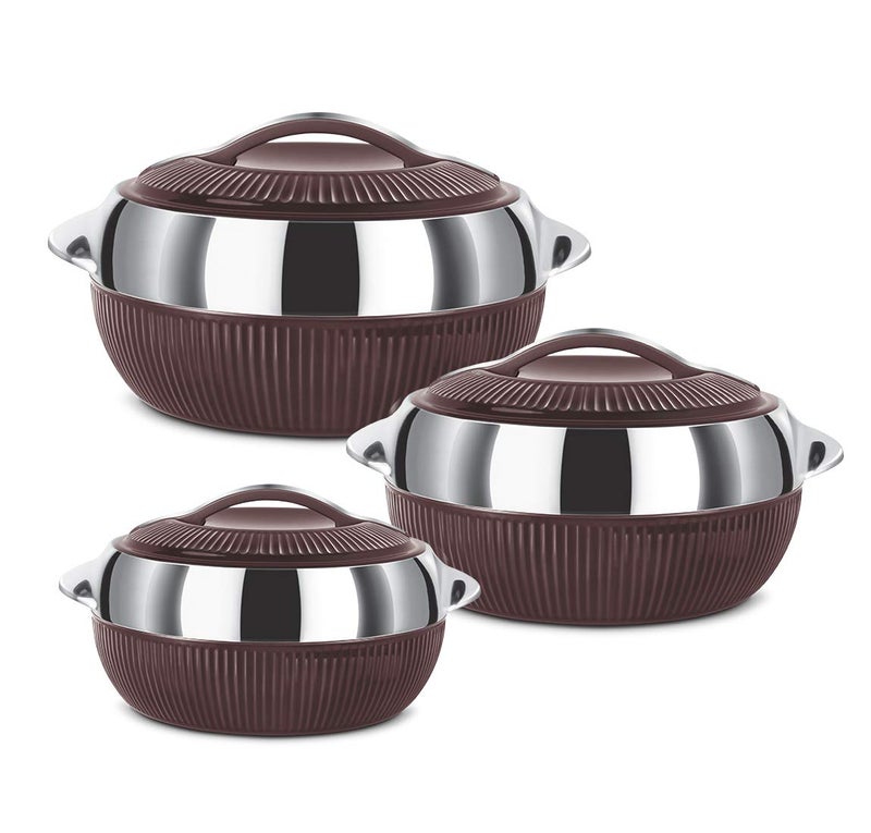 Milton MILTON Fiesta Insulated Casserole Brown Set of 3 Inner Stainless Steel 450 Ml - Image 1