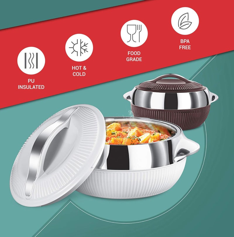 Milton MILTON Fiesta Insulated Casserole Brown Set of 3 Inner Stainless Steel 450 Ml - Image 2