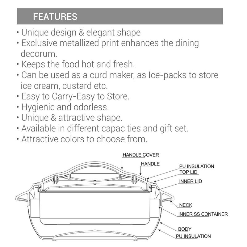 Milton MILTON Fiesta Insulated Casserole Brown Set of 3 Inner Stainless Steel 450 Ml - Image 5