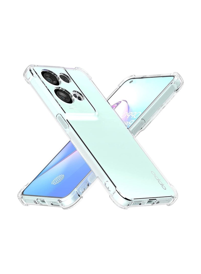 غطاء حماية شفاف لهاتف OPPO Reno 8 5G غطاء خلفي من السيليكون الشفاف الناعم والمرن من مادة TPU مع حماية للكاميرا وممتص للصدمات لهاتف OPPO Reno 8 غطاء شفاف OPPO Reno 8 5G شفاف - Image 1