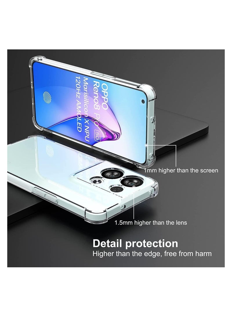 غطاء حماية شفاف لهاتف OPPO Reno 8 5G غطاء خلفي من السيليكون الشفاف الناعم والمرن من مادة TPU مع حماية للكاميرا وممتص للصدمات لهاتف OPPO Reno 8 غطاء شفاف OPPO Reno 8 5G شفاف - Image 2