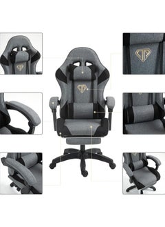Denzoz Gaming Chair Computer Chair with Fabric Office Chair with Armrest & Adjustable Seat Ergonomic Video Game Chair with Neck and Massage Lumbar Support  - Image 3