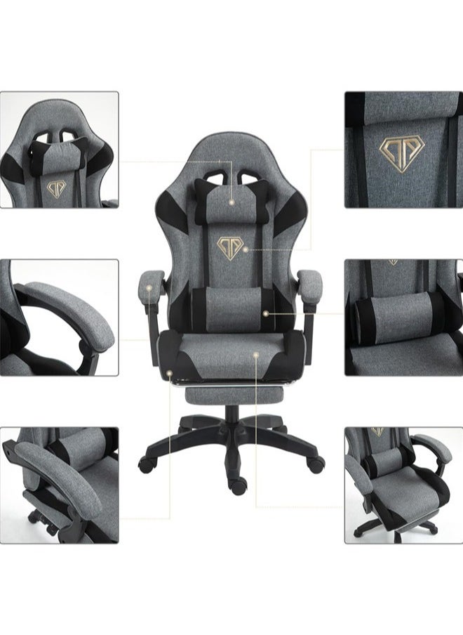 Denzoz Gaming Chair Computer Chair with Fabric Office Chair with Armrest & Adjustable Seat Ergonomic Video Game Chair with Neck and Massage Lumbar Support  - Image 3