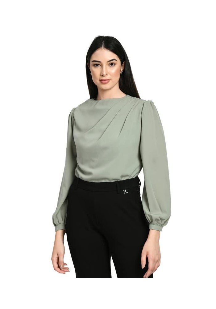 Exude Pista Green Formal Top for Women - Image 2