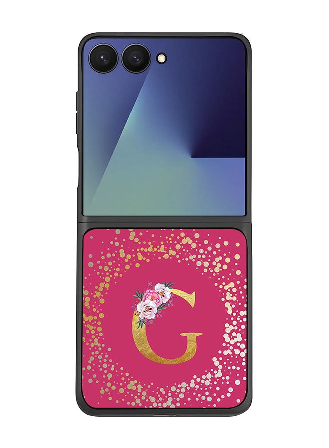 Stylizedd For Samsung Galaxy Z Flip7 Case,Slim fit Camera Protection, Shockproof Thin Phone cover  - Custom Monogram Floral - G ( Deep Pink )