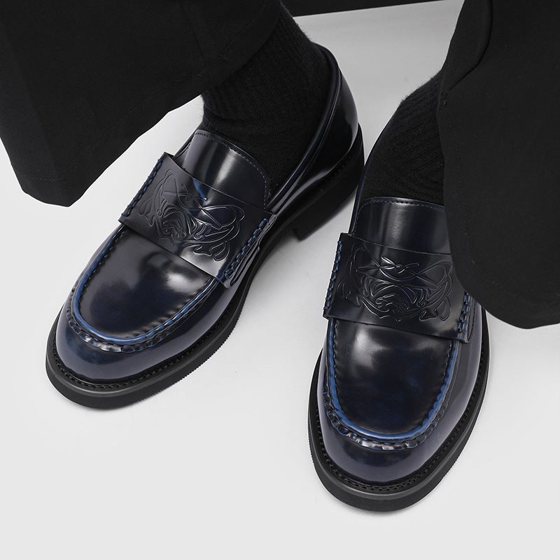 Men'S And Women'S Retro Slip-On Peas Loafers Loafers Joker Leather Shoes For Lovers 5106-W - Image 1