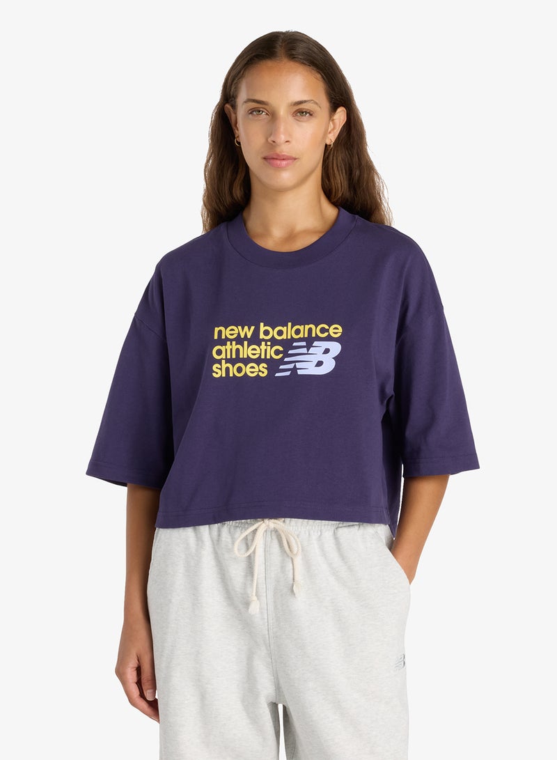 New Balance Athletics Premium Chest Logo Cropped T-Shirt - Image 1