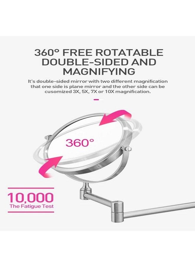 RFV1 Makeup Shaving Bathroom Vanity Mirror Stainless Steel Body With Magnification Wall Bracket And Adjustable Frame (Silver)  - Image 4