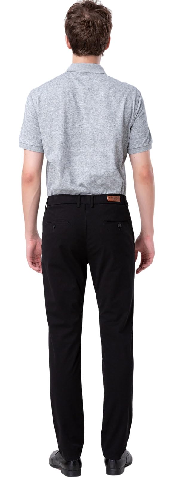 Plaid&Plain Men's Slim Fit Khaki Pants Men's Tapered Chino Pants 8801Black 27X30 - Image 2
