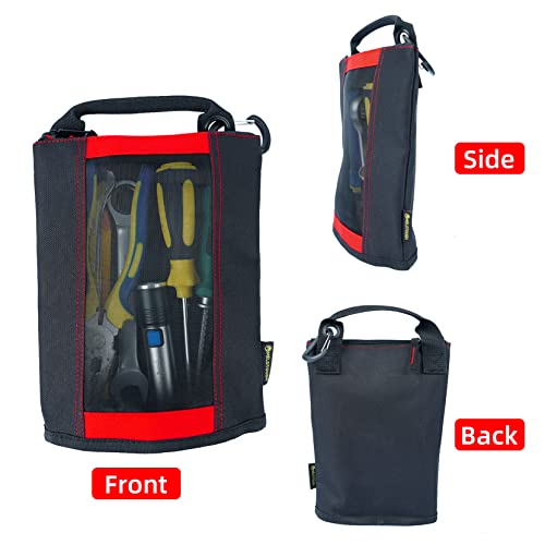 MELOTOUGH Fastener Bag Small Zip Tool Pouch Canvas Utility Zipper Tool Bag with Heavy Duty Mesh Window,Carabiner Clip (4 pack) - Image 4