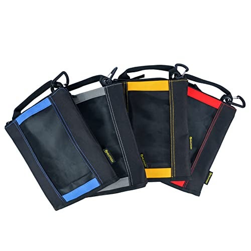 MELOTOUGH Fastener Bag Small Zip Tool Pouch Canvas Utility Zipper Tool Bag with Heavy Duty Mesh Window,Carabiner Clip (4 pack) - Image 1