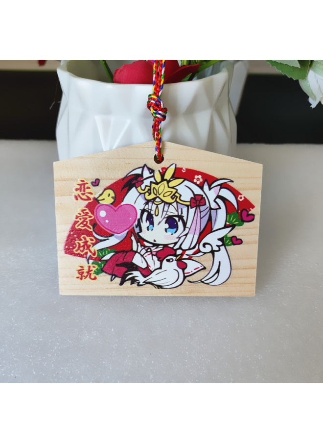 Animation Two-dimensional Thousands Of Love Flowers Wish Card Royal Guard Wish Card Solid Wood Card Listed In Japan Painted Horse Wood Card Cong Rain-Color:3—fang Nai A (size 9*7cm) 10 Pieces  - Image 1
