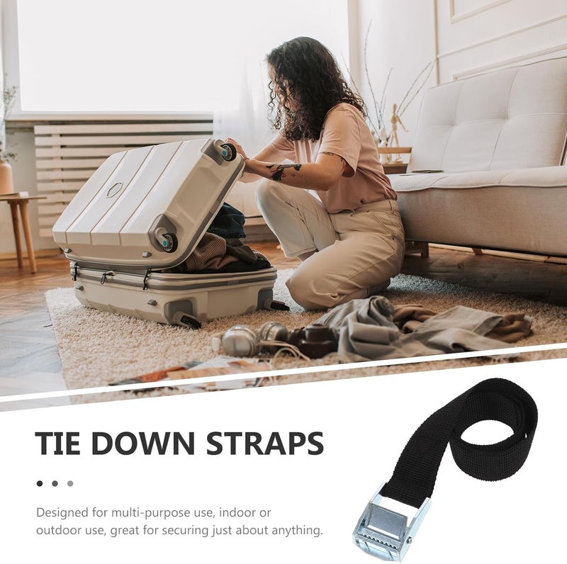 5pcs Adjustable Ratchet Tie Down Straps 2.5cm X 50cm Heavy Duty Buckle Cargo Straps for Securing Luggage and Equipment - Image 3