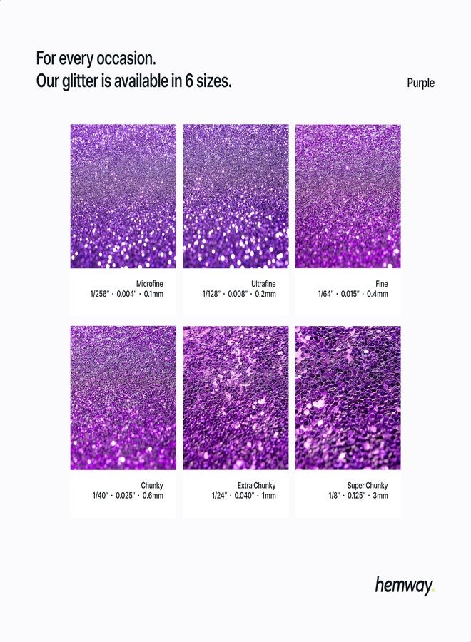 Hemway Craft Glitter Shaker 130g / 4.6oz Glitter for Arts, Crafts, Resin, Tumblers, Nails, Painting, Decoration, Festival, Cosmetic, Body - Chunky (1/40" 0.025" 0.6mm) - Purple - Image 3