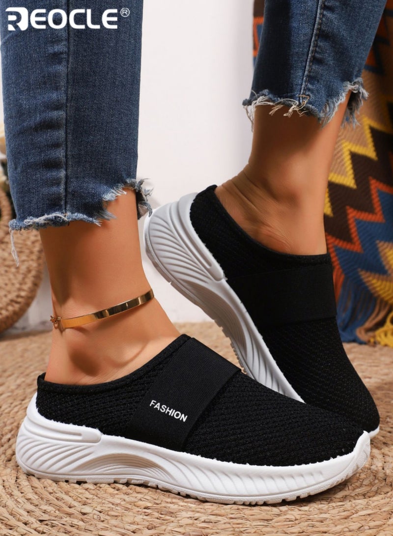 REOCLE Women's Slip On Casual Sneakers Breathable Mesh Upper Soft Cushioned Insole and Durable Rubber Sole Low Top Design for Beach Vacations Travel and Summer Outings - Image 3